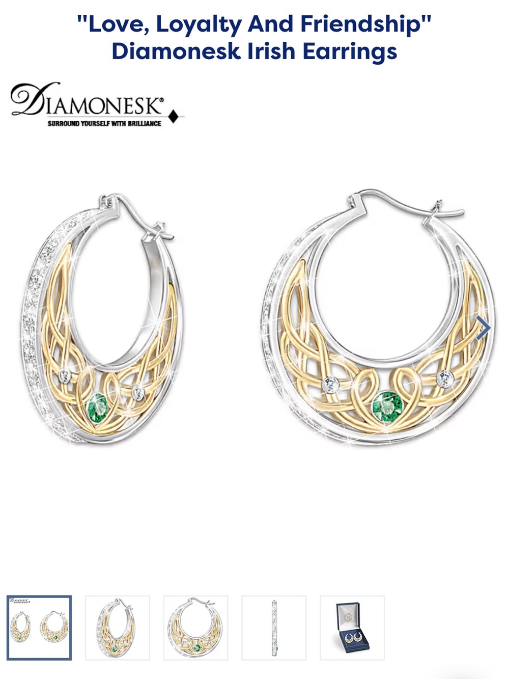 "Love, Loyalty and Friendship" Diamonesk Irish Earrings from Bradfordโ Exchange